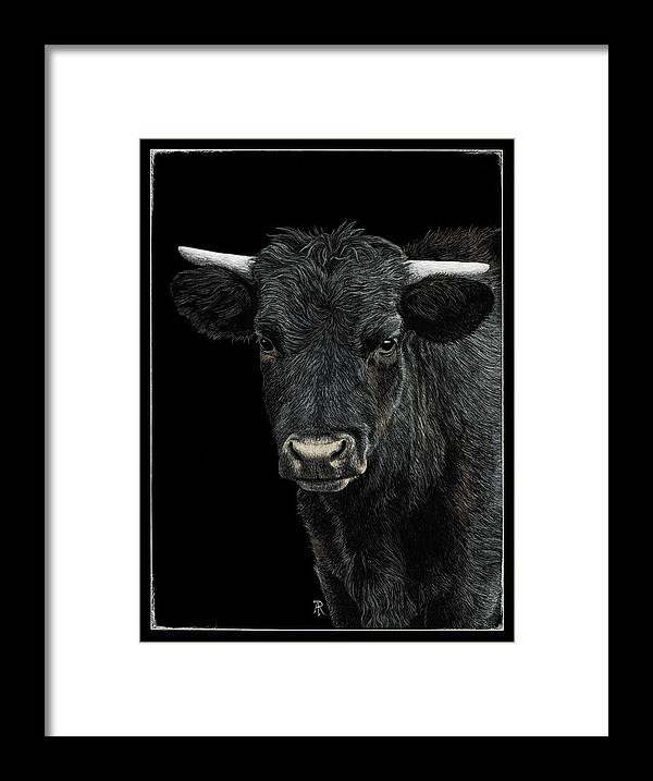 Cow Framed Print featuring the drawing Little Moo by Ann Ranlett