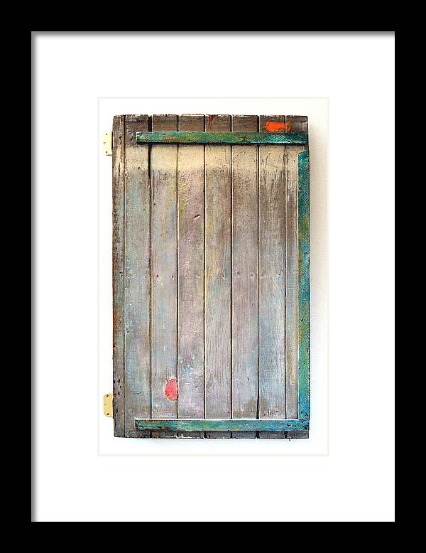 Painted Old Wooden Gate Framed Print featuring the sculpture Little Painted Gate in Summer Colors by Asha Carolyn Young