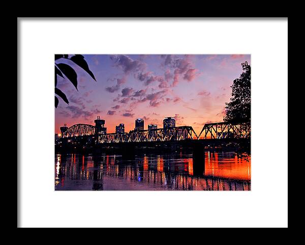 Little Rock Framed Print featuring the photograph Little Rock Bridge Sunset by Mitchell R Grosky