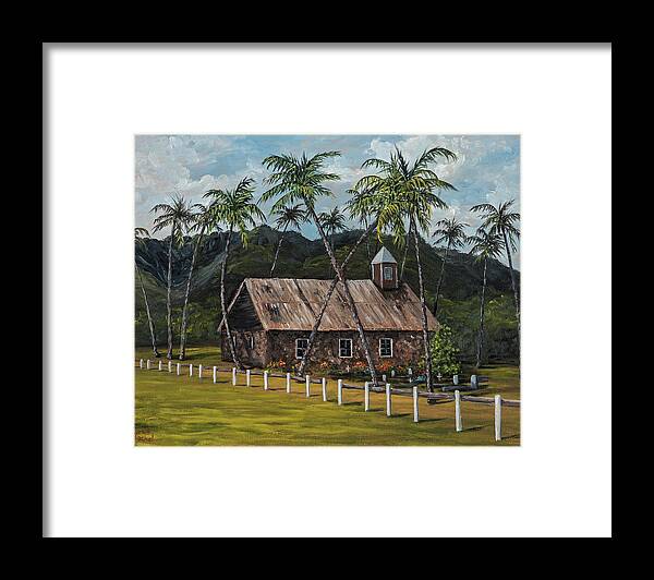 Stone Church Framed Print featuring the painting Little Stone Church by Darice Machel McGuire