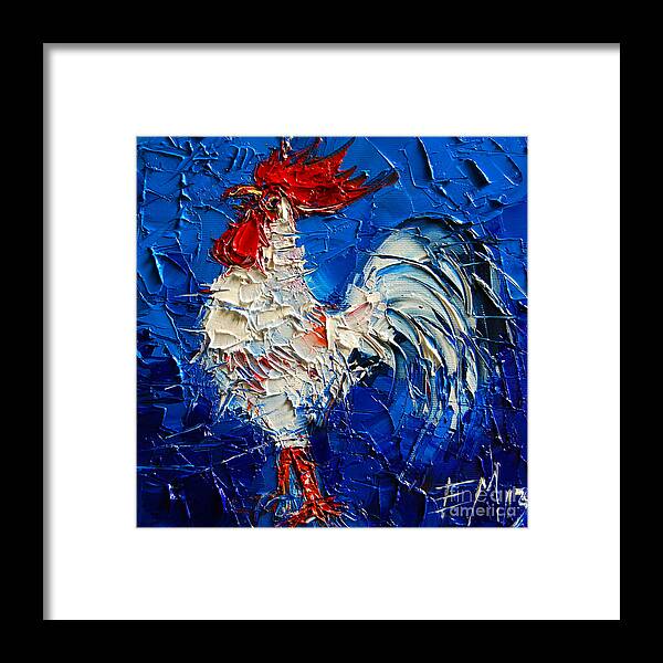 Little White Rooster Framed Print featuring the painting Little White Rooster by Mona Edulesco