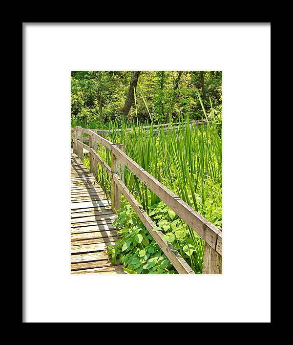 Bridge Framed Print featuring the photograph Little Wooden Walking Bridge by Jean Goodwin Brooks
