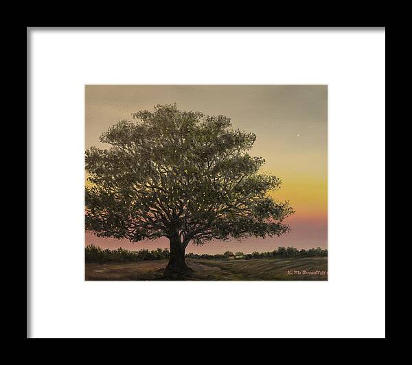 Live Oak Framed Print featuring the painting Live Oak - Farm Fields Near Tabor City NC by Kathleen McDermott