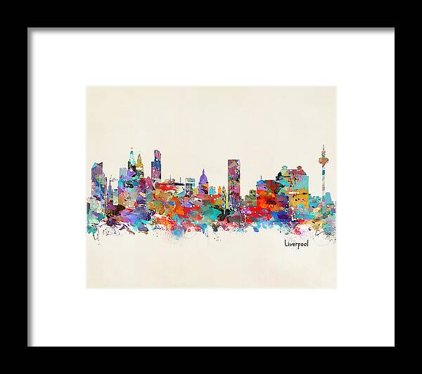 Liverpool Skyline Framed Print featuring the painting Liverpool Skyline by Bri Buckley