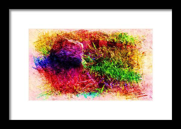 Interior Framed Print featuring the painting Lizard in Abstract by Xueyin Chen