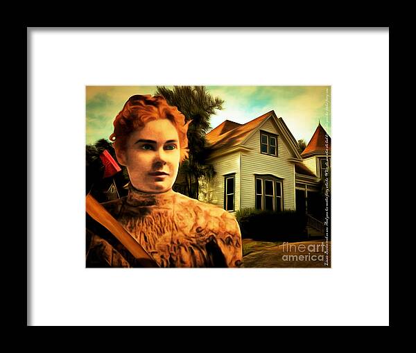 Celebrities Framed Print featuring the photograph Lizzie Borden Took An Ax 20141226 with text by Wingsdomain Art and Photography