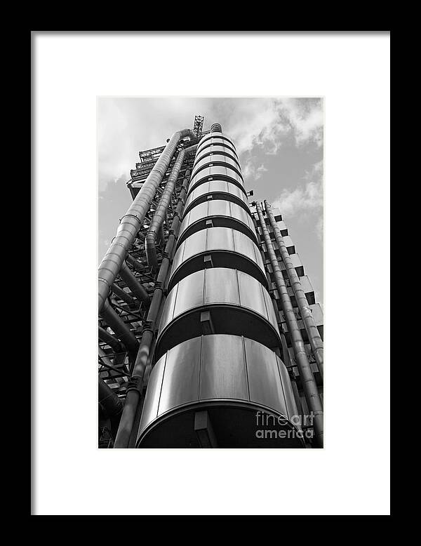  Uk England Mono Black White And Chelsea Lloyds Building London Framed Print featuring the photograph Lloyds Building London by Julia Gavin