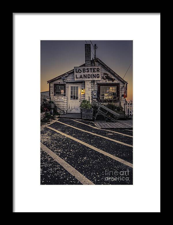 Clinton Framed Print featuring the photograph Lobster Landing Shack Restaurant at Sunset by Edward Fielding