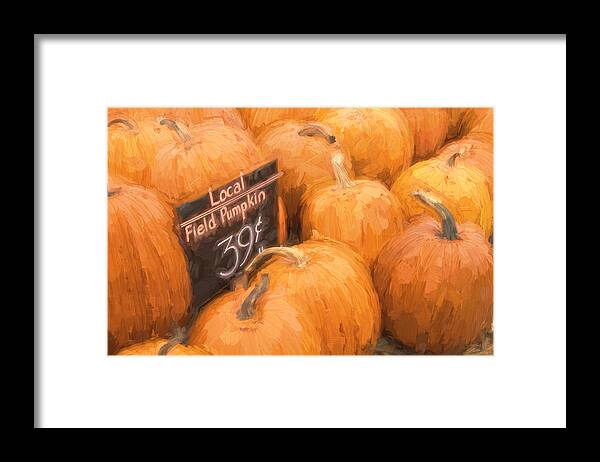 Pumpkin Framed Print featuring the photograph Local Field Pumpkins Painterly Effect by Carol Leigh