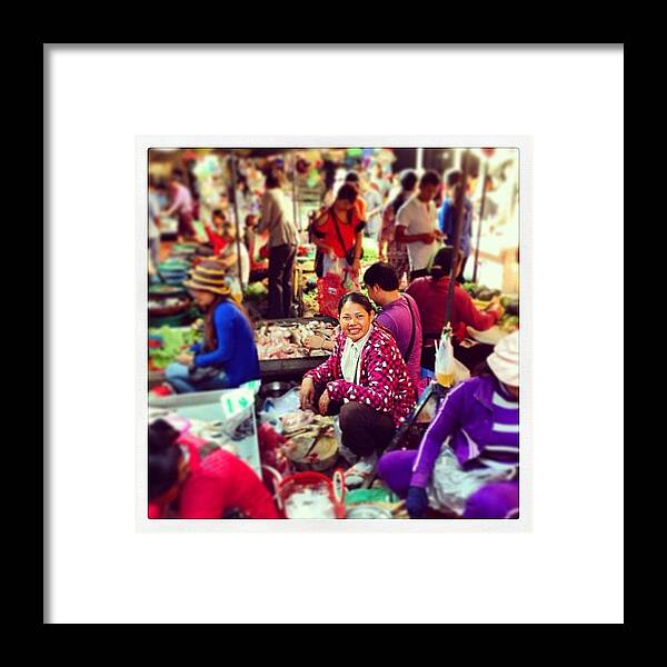 Yolo Framed Print featuring the photograph Local Market Lady in Cambodia - Asia by Sonya Duck