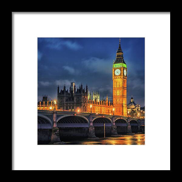 Clock Tower Framed Print featuring the photograph London - City Of Westminster And River by Franckreporter