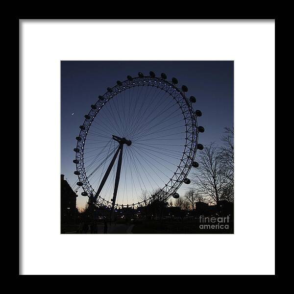 London Framed Print featuring the photograph London Eye and New Moon by Jeremy Hayden