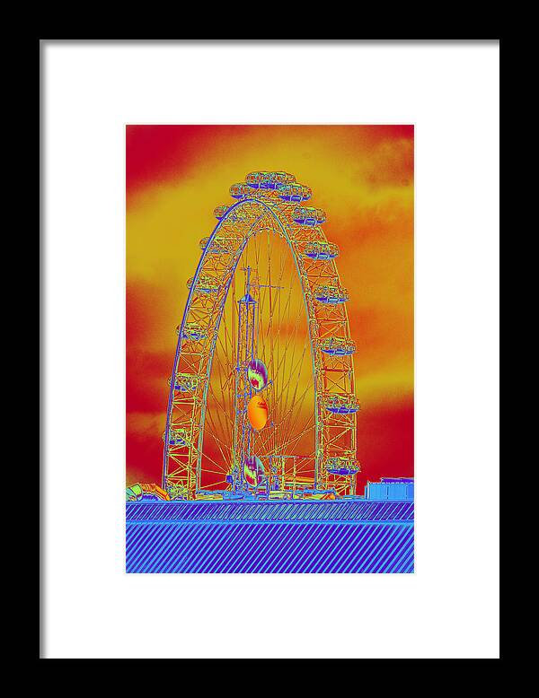 London Framed Print featuring the photograph London Eye in a Fiery Sky by Richard Henne