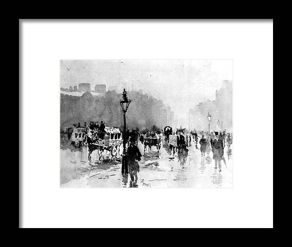 London Street Scene 1885 Framed Print featuring the photograph London Street Scene 1885 by Padre Art