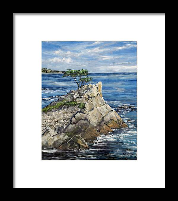 Lone Cypress Framed Print featuring the painting Lone Cypress a Portrait by Lisa Reinhardt