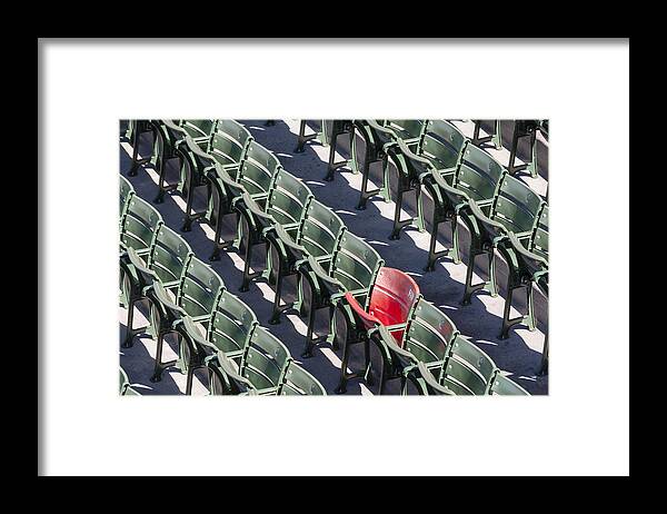 #21 Framed Print featuring the photograph Lone Red Number 21 Fenway Park by Susan Candelario