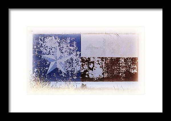 Texas Framed Print featuring the photograph Lone Star Flag Mural by Nadalyn Larsen
