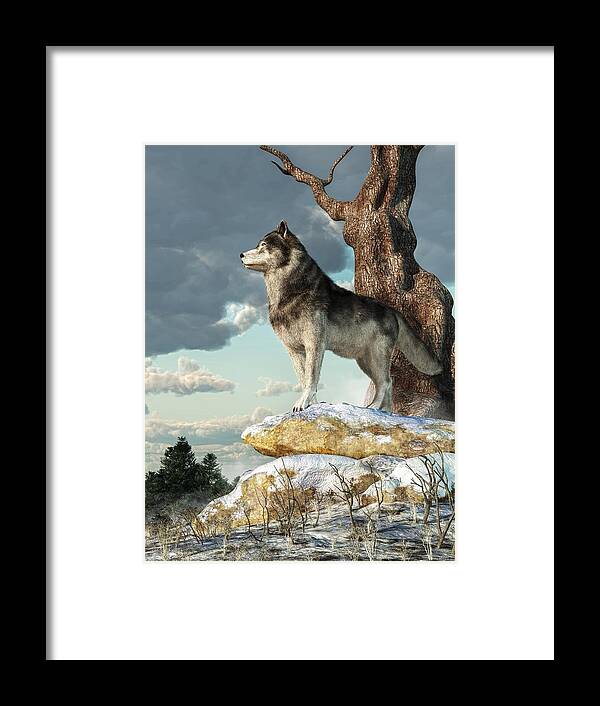 Lone Wolf Framed Print featuring the digital art Lone Wolf by Daniel Eskridge