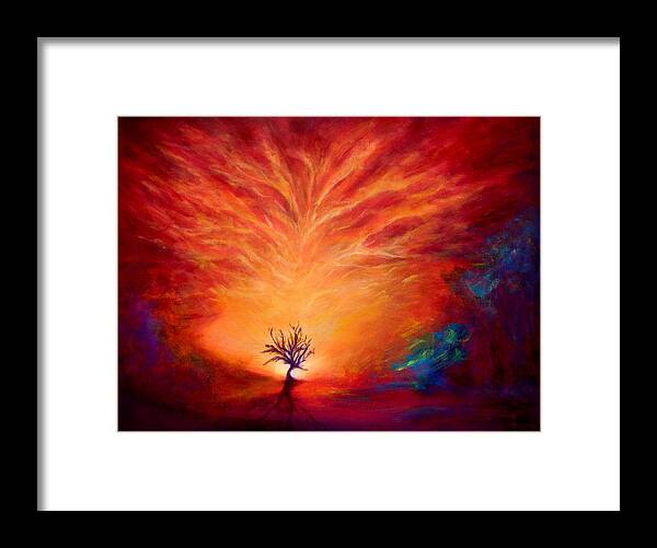 Lonely Framed Print featuring the painting Lonely Tree and Crazy sky by Lilia D