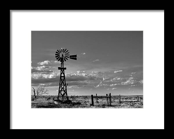 Landscapes Framed Print featuring the photograph Lonesome Windmill by Steven Reed