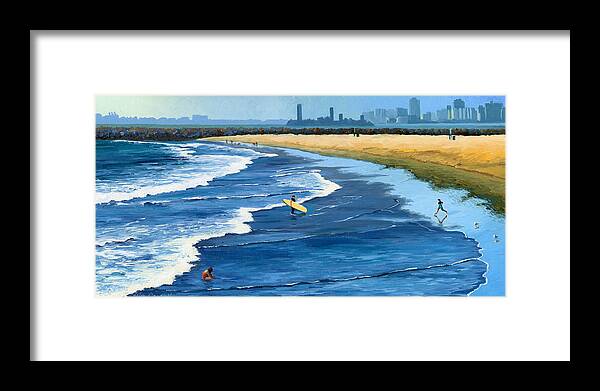 Landscape Framed Print featuring the painting Long Beach California by Alice Leggett