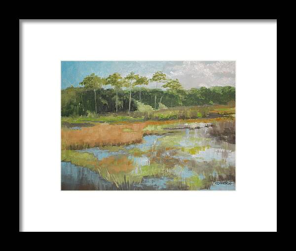 Nature Framed Print featuring the painting Long Creek Preserve December Marsh by Robert Rohrich