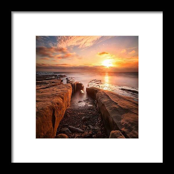  Framed Print featuring the photograph Long Exposure Sunset At A Rocky Reef In by Larry Marshall