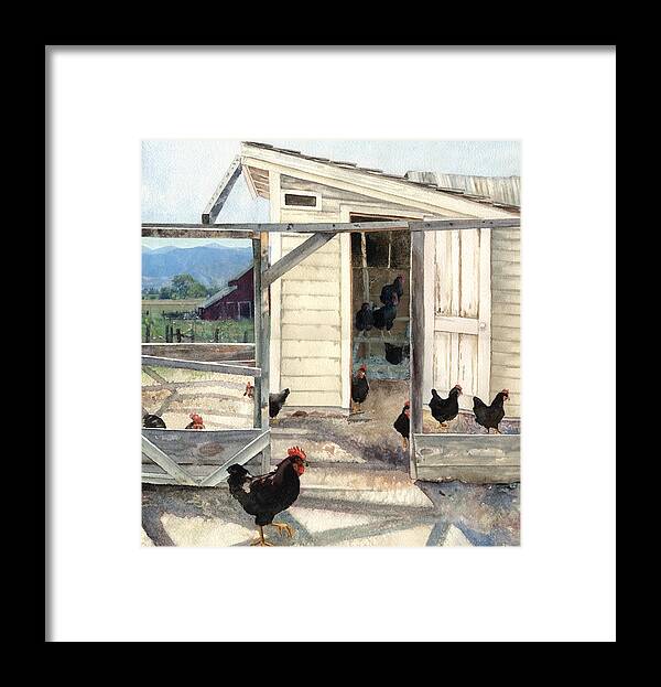 Hen Painting Framed Print featuring the painting Longmont Henhouse by Anne Gifford