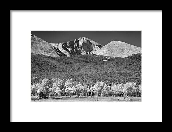 Longs Peak Framed Print featuring the photograph Longs Peak a Colorado Playground In Black and White by James BO Insogna
