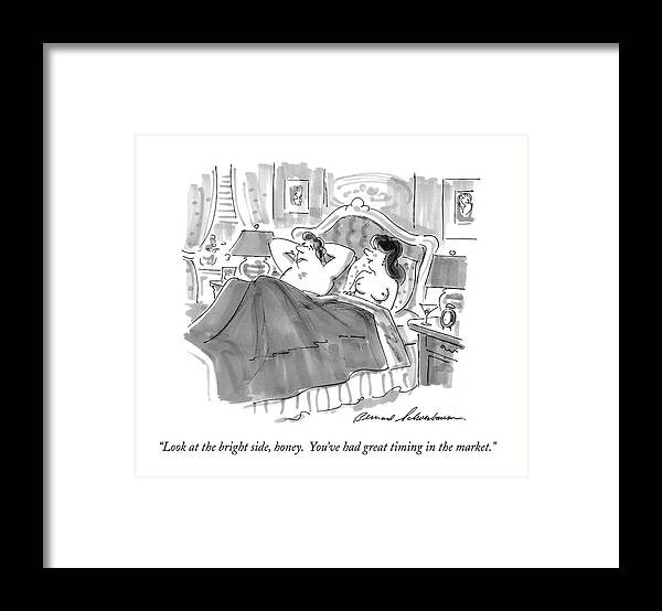 Business Framed Print featuring the drawing Look At The Bright Side by Bernard Schoenbaum