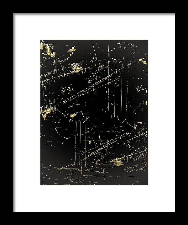'abstracts Plus' Collection By Serge Averbukh Framed Print featuring the digital art Looking for Gold - Gold Nuggets on Black III by Serge Averbukh