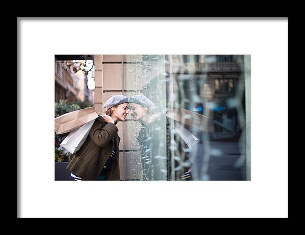People Framed Print featuring the photograph Looking in the shop window by JulieanneBirch