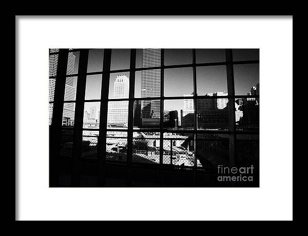 Usa Framed Print featuring the photograph Looking Through The Metal Fence Down Onto The World Trade Center Reconstruction Site Ground Zero by Joe Fox