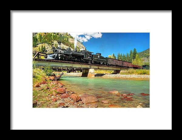 Steam Train Photographs Framed Print featuring the photograph Looking Up From the Riverbed by Ken Smith