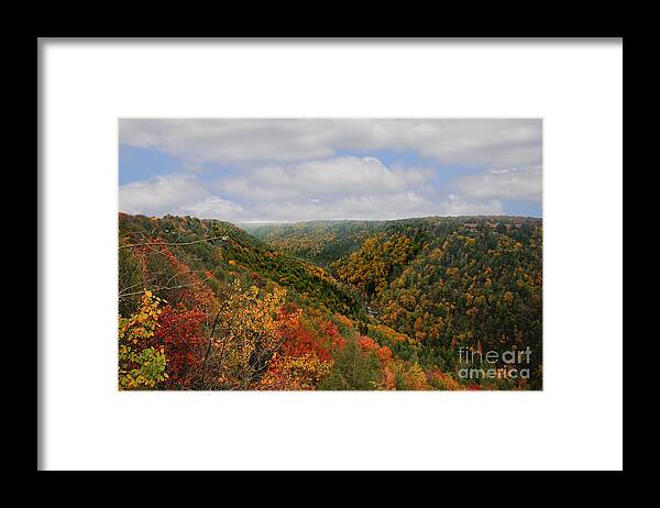 Upriver Framed Print featuring the photograph Looking upriver at Blackwater river Gorge in fall from Pendleton Point by Dan Friend