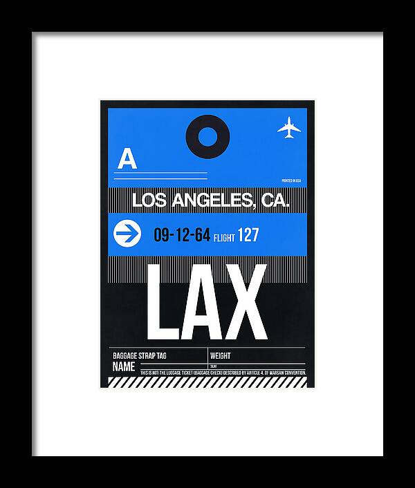  Framed Print featuring the digital art Los Angeles Luggage Poster 3 by Naxart Studio