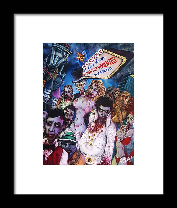 Las Vegas Framed Print featuring the painting Los Muertos Vivientes NV by Mike Vanderhoof