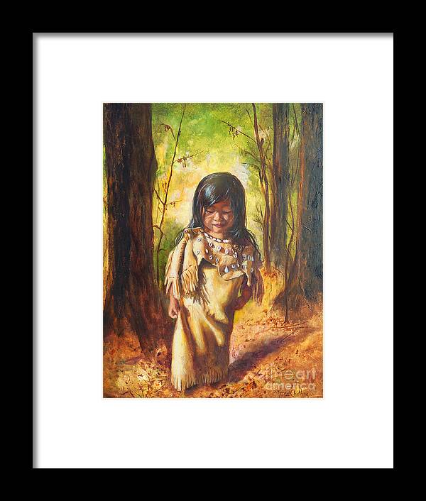 Lost In Woods Painting Framed Print featuring the painting Lost In The Woods by Karen Kennedy Chatham