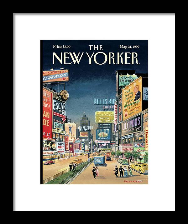 Times Square Framed Print featuring the painting Lost Times Square by Bruce McCall