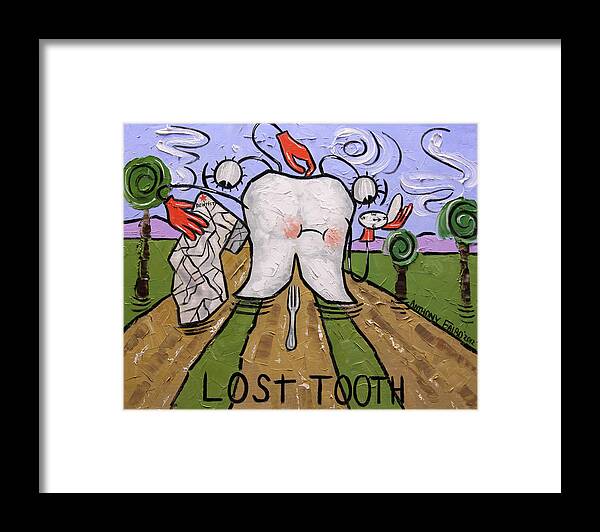 Lost Tooth Framed Print featuring the painting Lost Tooth by Anthony Falbo