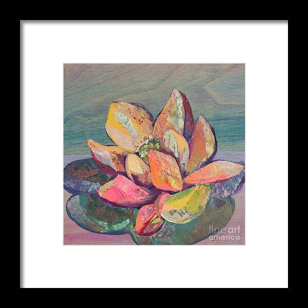 Pink Flower Framed Print featuring the painting Lotus III by Shadia Derbyshire