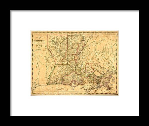 Antique vintage retro USA map: Louisiana available as Framed Prints,  Photos, Wall Art and Photo Gifts