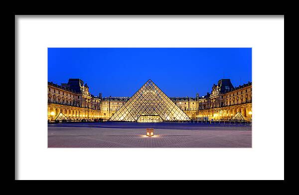Blue Framed Print featuring the photograph Louvre by Joel Thai
