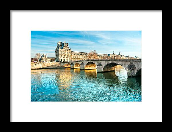 Anniversary Framed Print featuring the photograph Louvre Museum and Pont Royal - Paris by Luciano Mortula