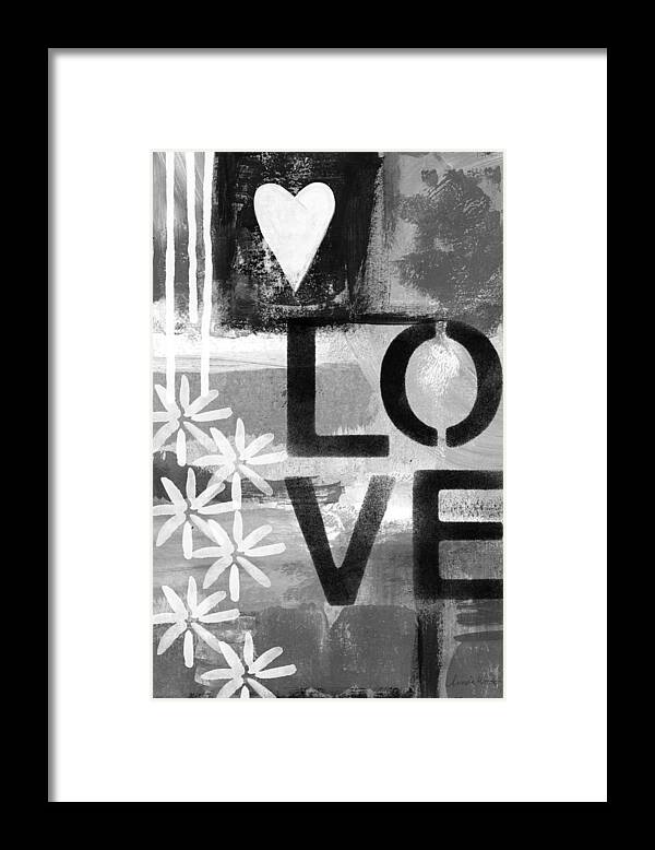 Love Framed Print featuring the painting Love- abstract painting by Linda Woods