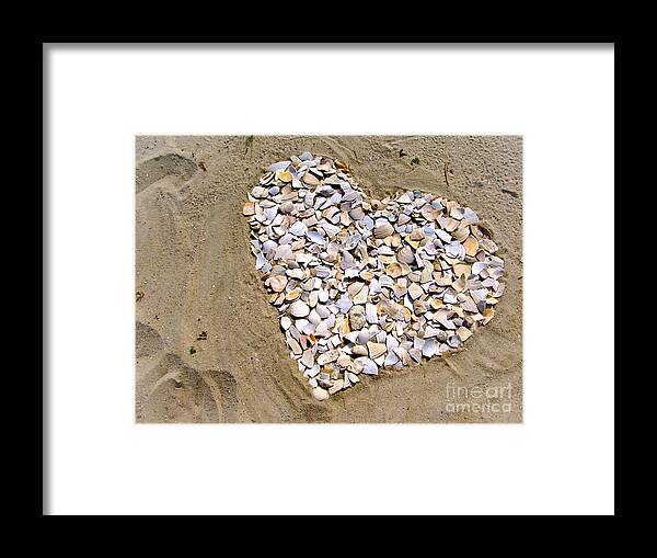 Heart Of Shells Framed Print featuring the photograph Love at the Jersey Shore by Colleen Kammerer