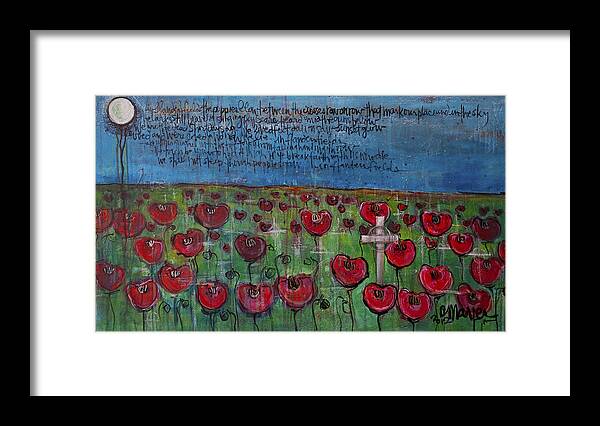 Poppies Framed Print featuring the painting Love for Flanders Fields Poppies by Laurie Maves ART