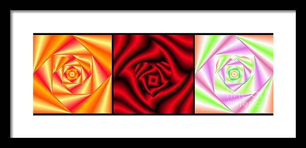 Love In Disguise Heart Of A Rose Triptych Framed Print featuring the digital art Love in Disguise Heart of a Rose Triptych by Rose Santuci-Sofranko