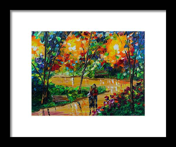 City Paintings Framed Print featuring the painting Love in the Park by Kevin Brown