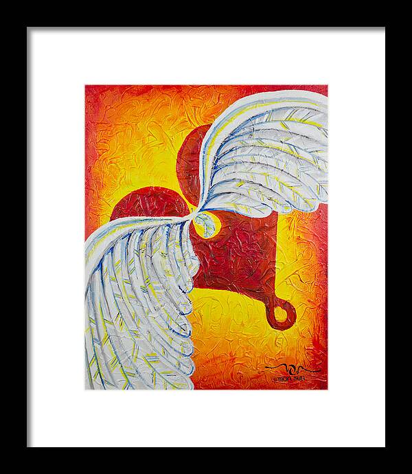 Divinity Framed Print featuring the painting Love is Taking Flight by Divinity MonSun Chan